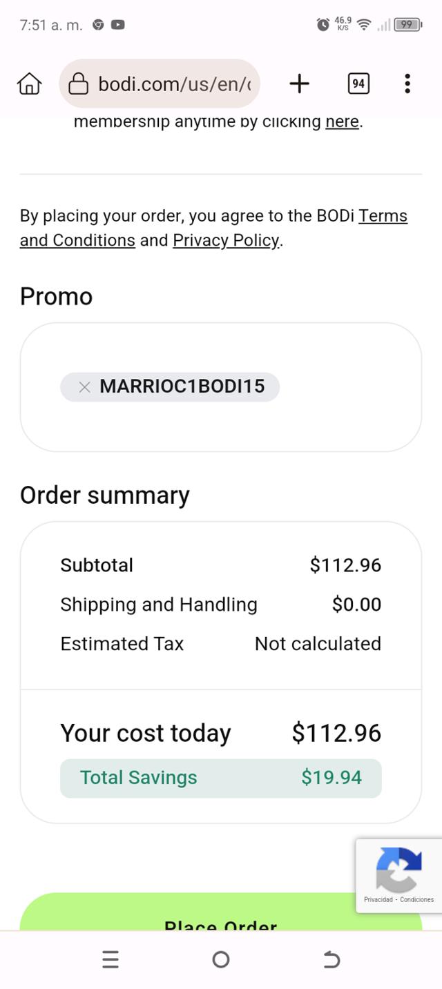 BODi checkout page showing BODi promo code box | Screenshot taken by SimplyCodes community member on Aug 30, 2025