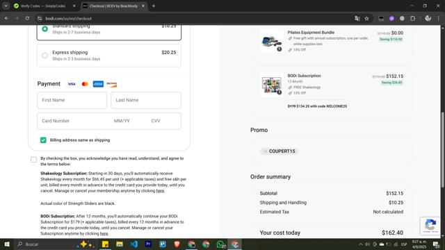 BODi checkout page showing BODi promo code box | Screenshot taken by SimplyCodes community member on Sep 4, 2025