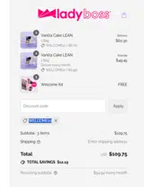 WELCOME10 coupon verification screenshot