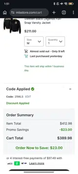 LAFC coupon verification screenshot