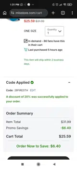 LAFC coupon verification screenshot