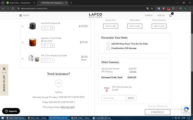 Lafco checkout page showing Lafco promo code box | Screenshot taken by SimplyCodes community member on Jun 9, 2025