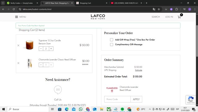 Lafco checkout page showing Lafco promo code box | Screenshot taken by SimplyCodes community member on Jul 21, 2025