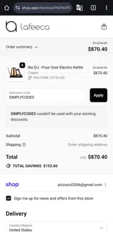 SIMPLYCODES coupon verification screenshot