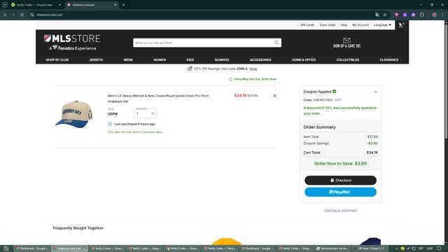 LA Galaxy checkout page showing LA Galaxy promo code box | Screenshot taken by SimplyCodes community member on Sep 11, 2025