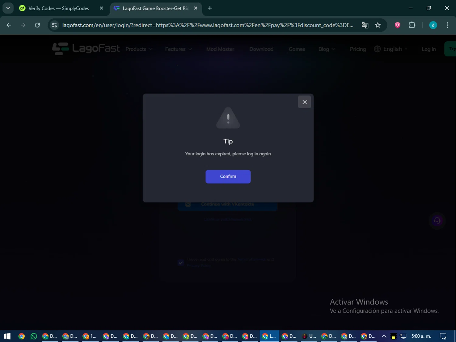 LagoFast discount code screenshot showing code EARS applied at LagoFast checkout page. Uploaded by SimplyCodes community member CodeMaverick5767 on Nov 16, 2025