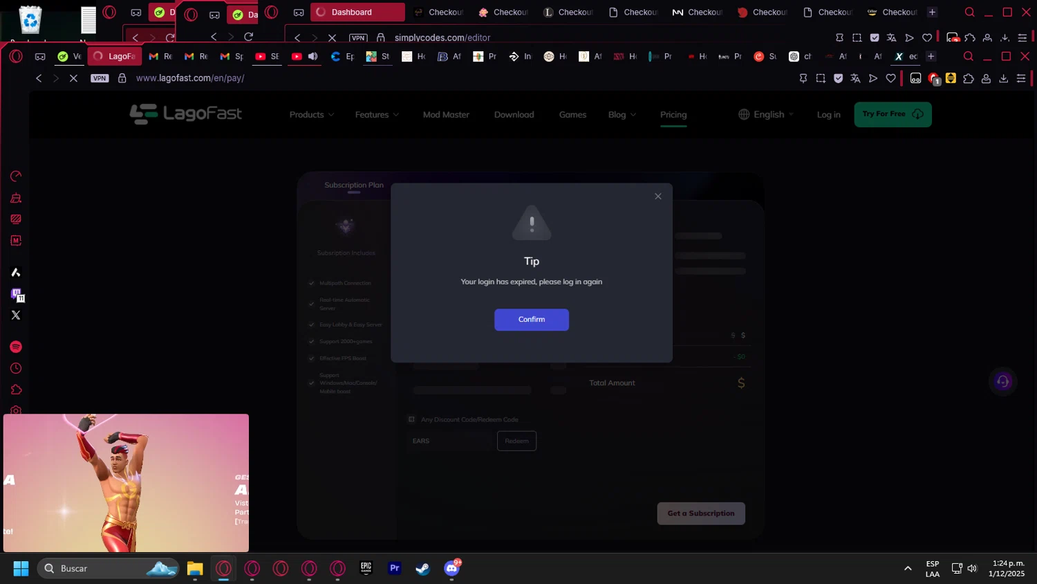 LagoFast discount code screenshot showing code EARS applied at LagoFast checkout page. Uploaded by SimplyCodes community member kurcovein on Dec 1, 2025