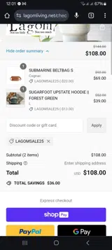 LAGOMSALE25 coupon verification screenshot