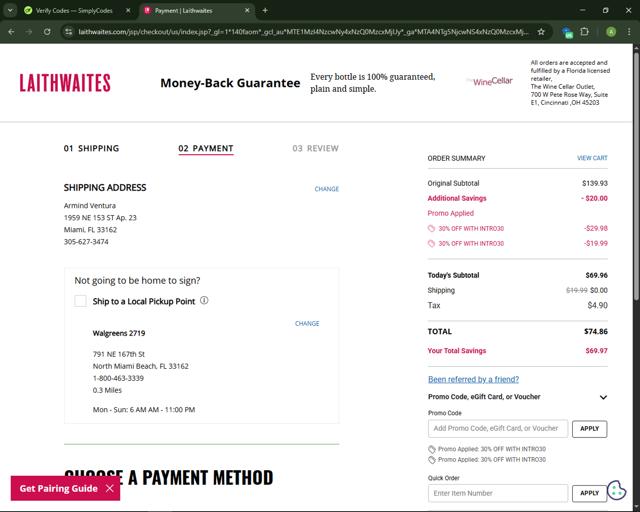 Laithwaites checkout page showing Laithwaites discount code box | Screenshot taken by SimplyCodes community member on Apr 11, 2025