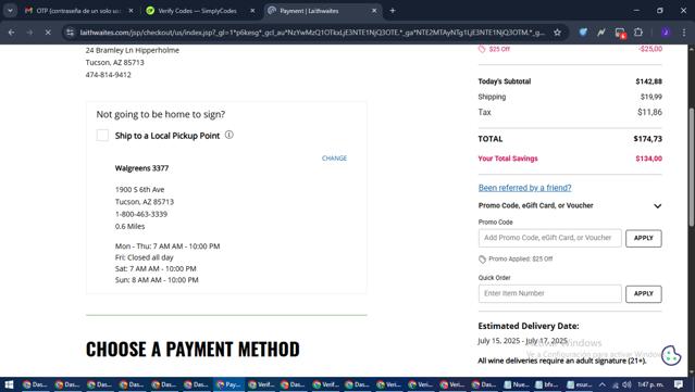 Laithwaites checkout page showing Laithwaites discount code box | Screenshot taken by SimplyCodes community member on Jul 3, 2025