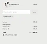 WELCOME coupon verification screenshot