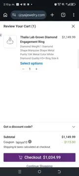 LAJOYA10 coupon verification screenshot