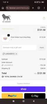La Kaiser coupon verification screenshot