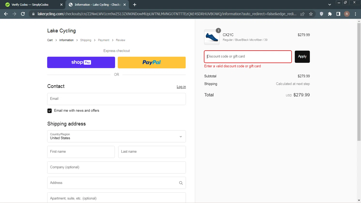 Lake Cycling discount code screenshot showing code ANTHONY10 applied at Lake Cycling checkout page. Uploaded by SimplyCodes community member User_Randon1 on Feb 12, 2025