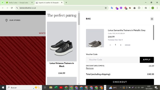 Lakeland Leather checkout page showing Lakeland Leather discount code box | Screenshot taken by SimplyCodes community member on Jan 18, 2025