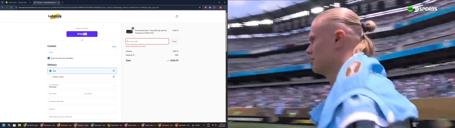 Lakeside Marine & Service promo code screenshot showing code SAVE20 applied at Lakeside Marine & Service checkout page. Uploaded by SimplyCodes community member TreasureWarden457 on Jun 18, 2025