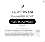 YKE7CVDNA5 coupon verification screenshot