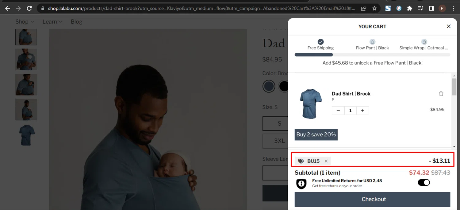 where to use Lalabu promo code box