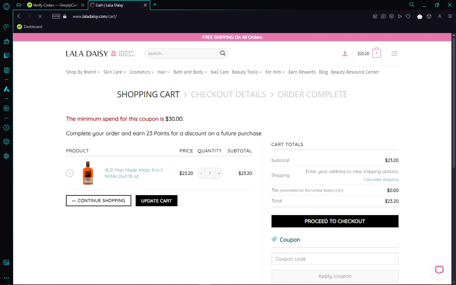 where to use Lala Daisy promo code box