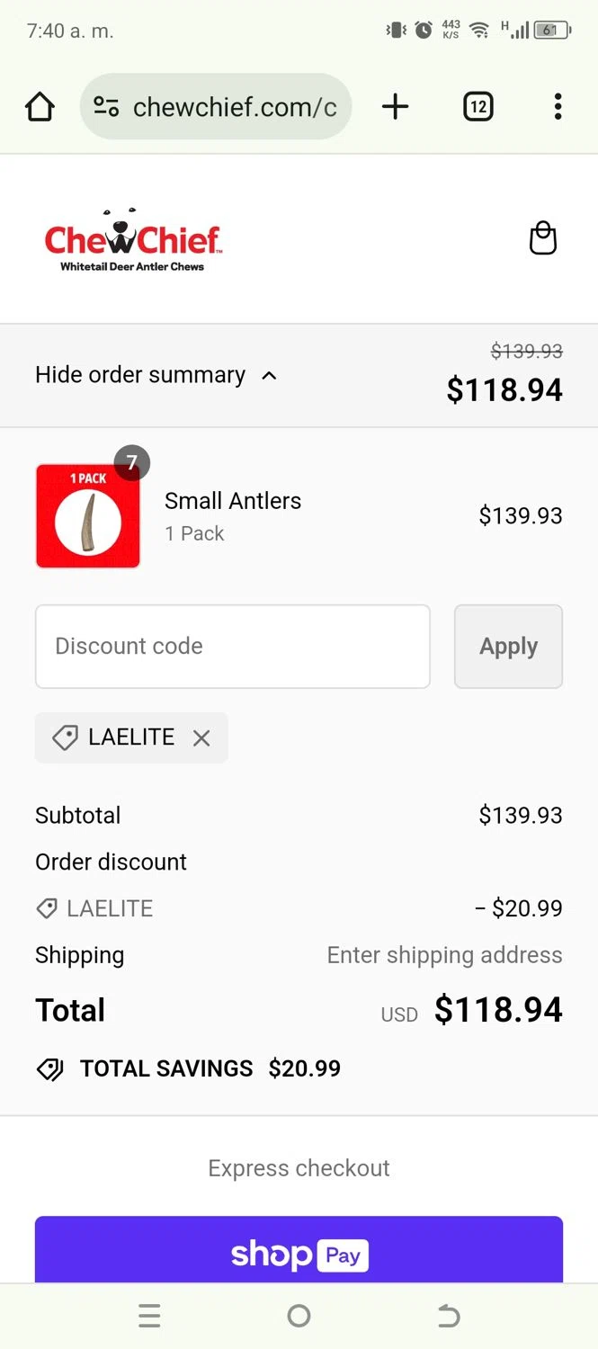 Lalals checkout page showing Lalals promo code box | Screenshot taken by SimplyCodes community member on Jul 30, 2024