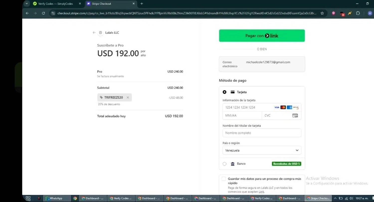 Lalals promo code screenshot showing code TRIFREEZE20 applied at Lalals checkout page. Uploaded by SimplyCodes community member CrownLion2750 on Feb 16, 2026