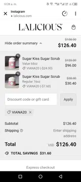 LaLicious coupon verification screenshot
