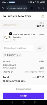 La Lumiere NY coupon verification screenshot