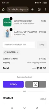 COVERED coupon verification screenshot