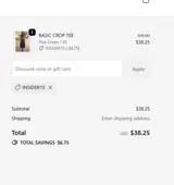 INSIDER15 coupon verification screenshot