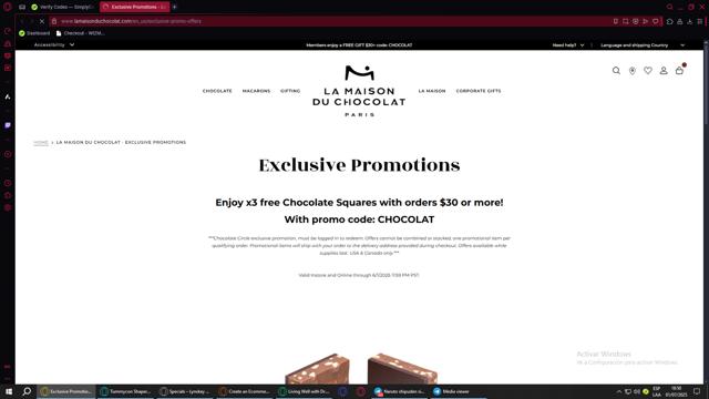 La Maison du Chocolat checkout page showing La Maison du Chocolat promo code box | Screenshot taken by SimplyCodes community member on Jul 1, 2025