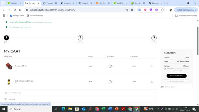 La Maison du Chocolat checkout page showing La Maison du Chocolat promo code box | Screenshot taken by SimplyCodes community member on Jul 23, 2025