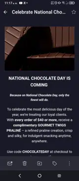 CHOCOLATEDAY coupon verification screenshot