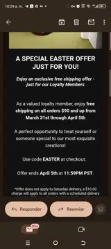 Easter coupon verification screenshot