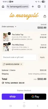 La Maregold coupon verification screenshot