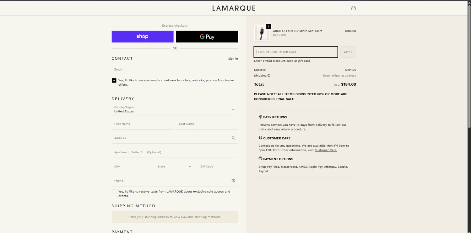 Lamarque promo code screenshot showing code EXTRA25 applied at Lamarque checkout page. Uploaded by SimplyCodes community member WiseSage2777 on Dec 8, 2025