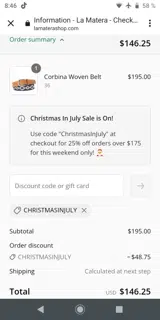 Christmasinjuly coupon verification screenshot