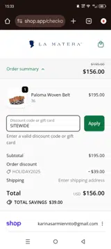 SITEWIDE coupon verification screenshot