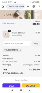 CARLOSFREITEZ coupon verification screenshot