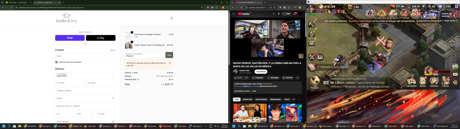 Lambs & Ivy discount code screenshot showing code Bfspecial applied at Lambs & Ivy checkout page. Uploaded by SimplyCodes community member Davoxeneixe on Oct 3, 2025