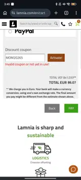 MOM20265 coupon verification screenshot