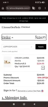 L'Amour Des Pieds coupon verification screenshot