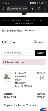 L'Amour Des Pieds coupon verification screenshot