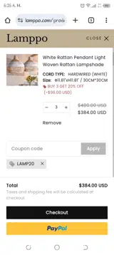 LAMP20 coupon verification screenshot