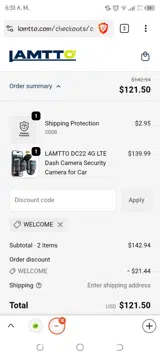 WELCOME coupon verification screenshot