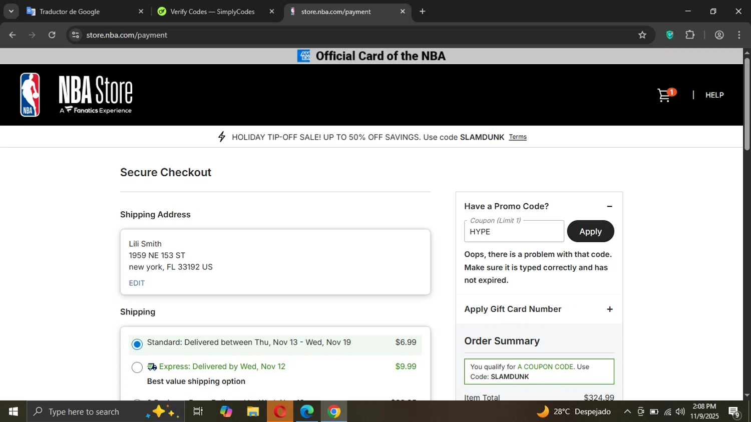 Lancaster Cast Iron discount code screenshot showing code GIFT50 applied at Lancaster Cast Iron checkout page. Uploaded by SimplyCodes community member Sargentofrost on Nov 9, 2025