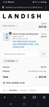 Tiktok20 coupon verification screenshot