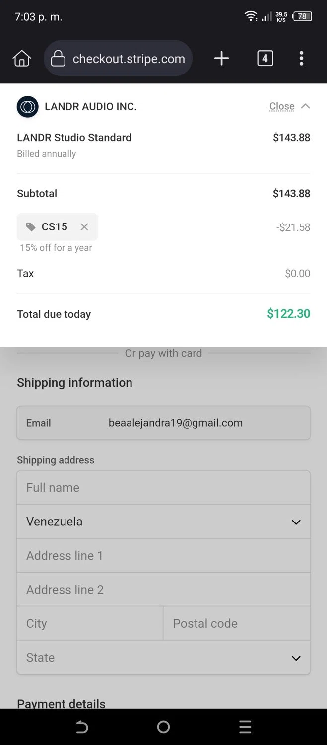 where to use LANDR promo code box