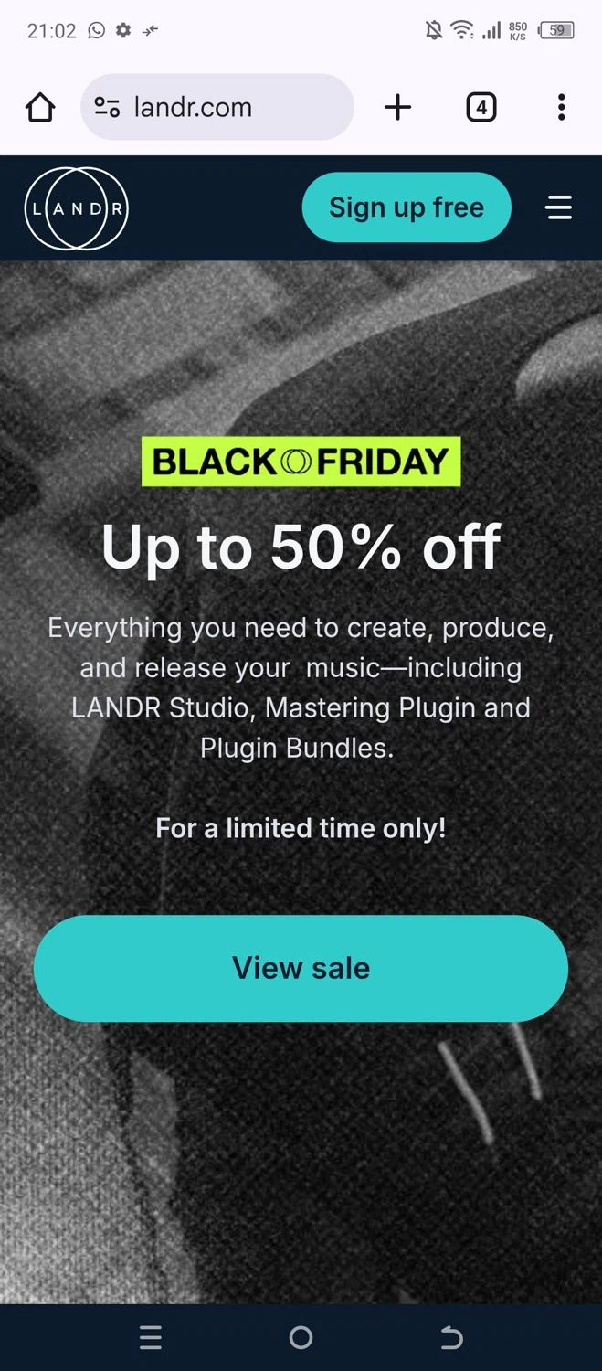 LANDR checkout page showing LANDR promo code box | Screenshot taken by SimplyCodes community member on Nov 1, 2025