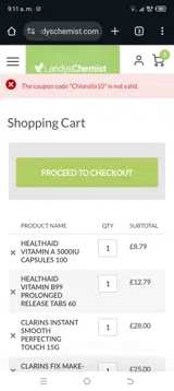Chlorella10 coupon verification screenshot