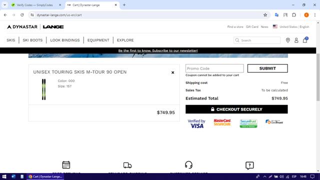 Lange checkout page showing Lange coupon code box | Screenshot taken by SimplyCodes community member on Jun 26, 2024